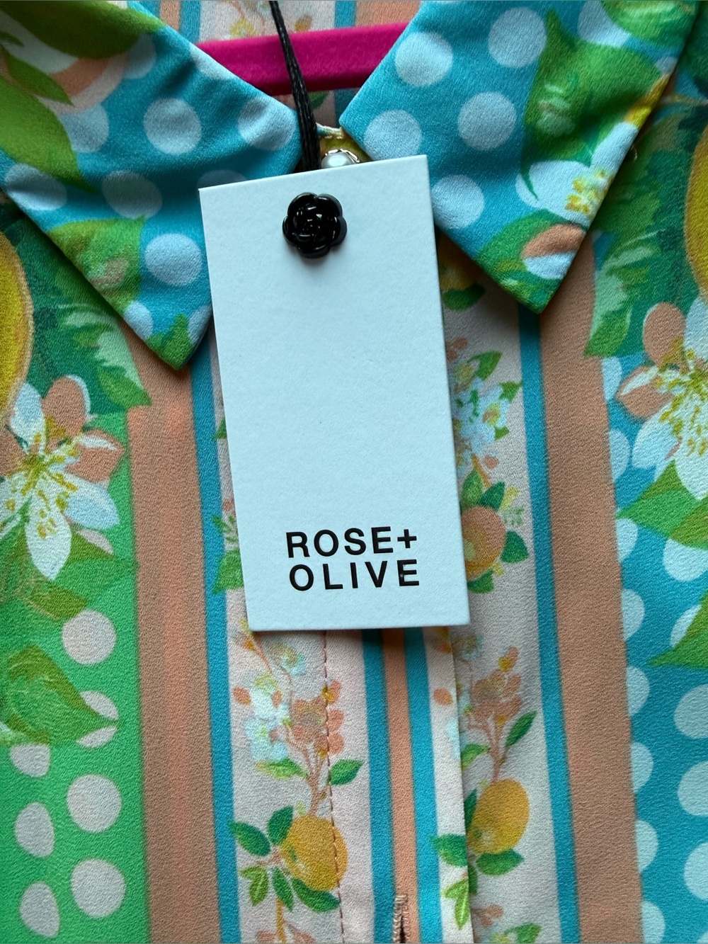 Rose & Olive Yellow Green Blue Fruit-Print Button Down Shirt - Picture 5 of 16